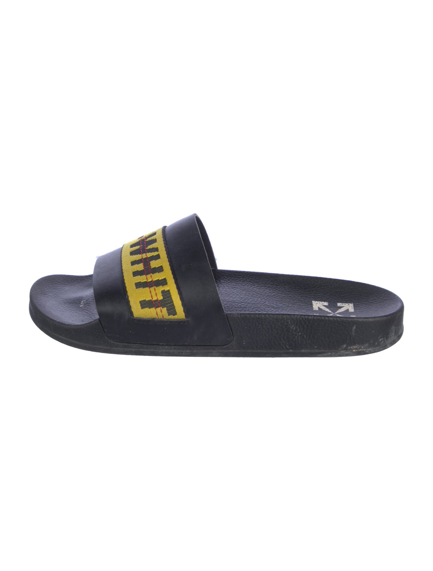 Off-White Leather Patterned Slides