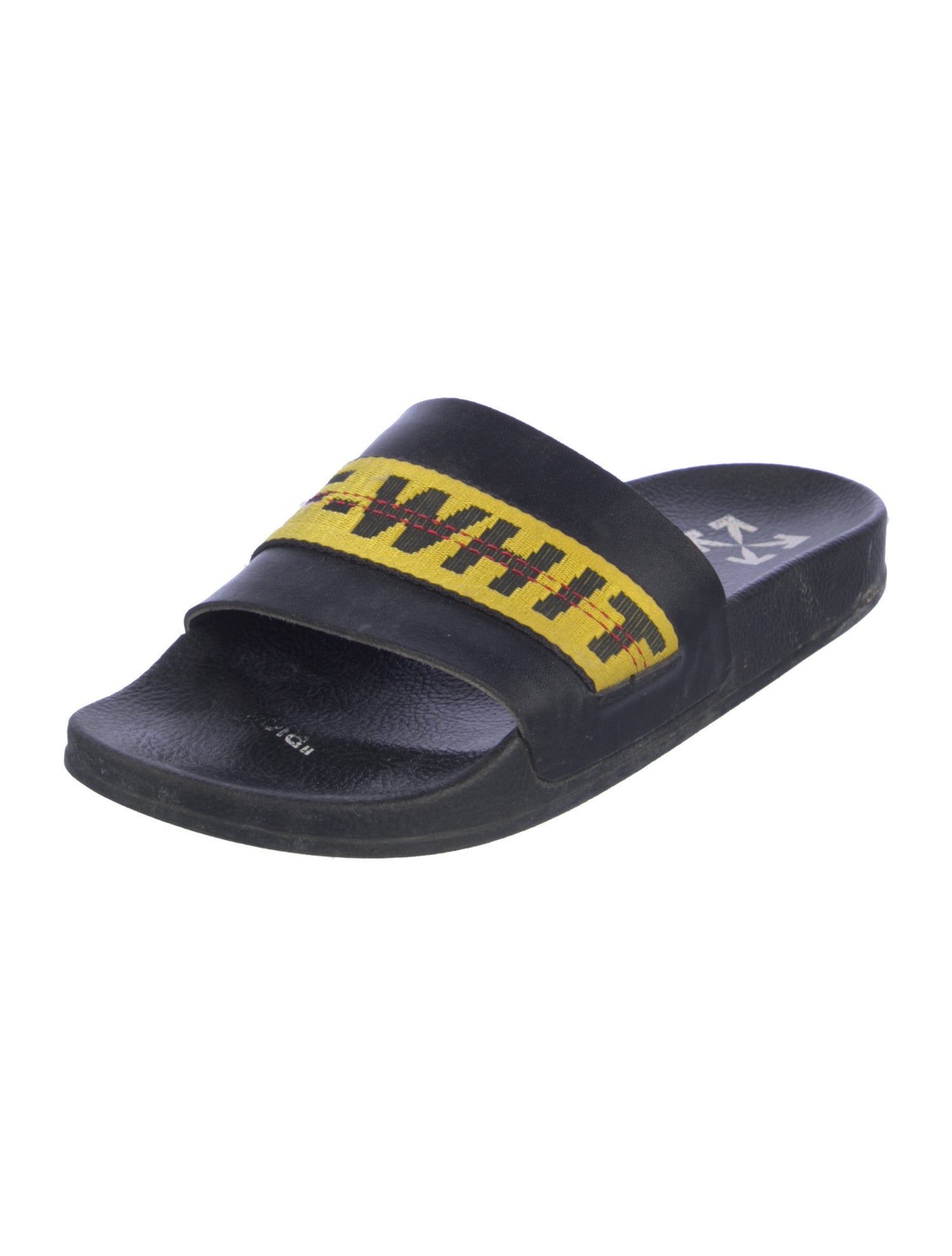 Off-White Leather Patterned Slides