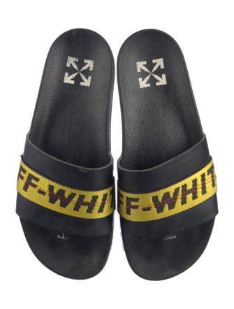 Off-White Leather Patterned Slides