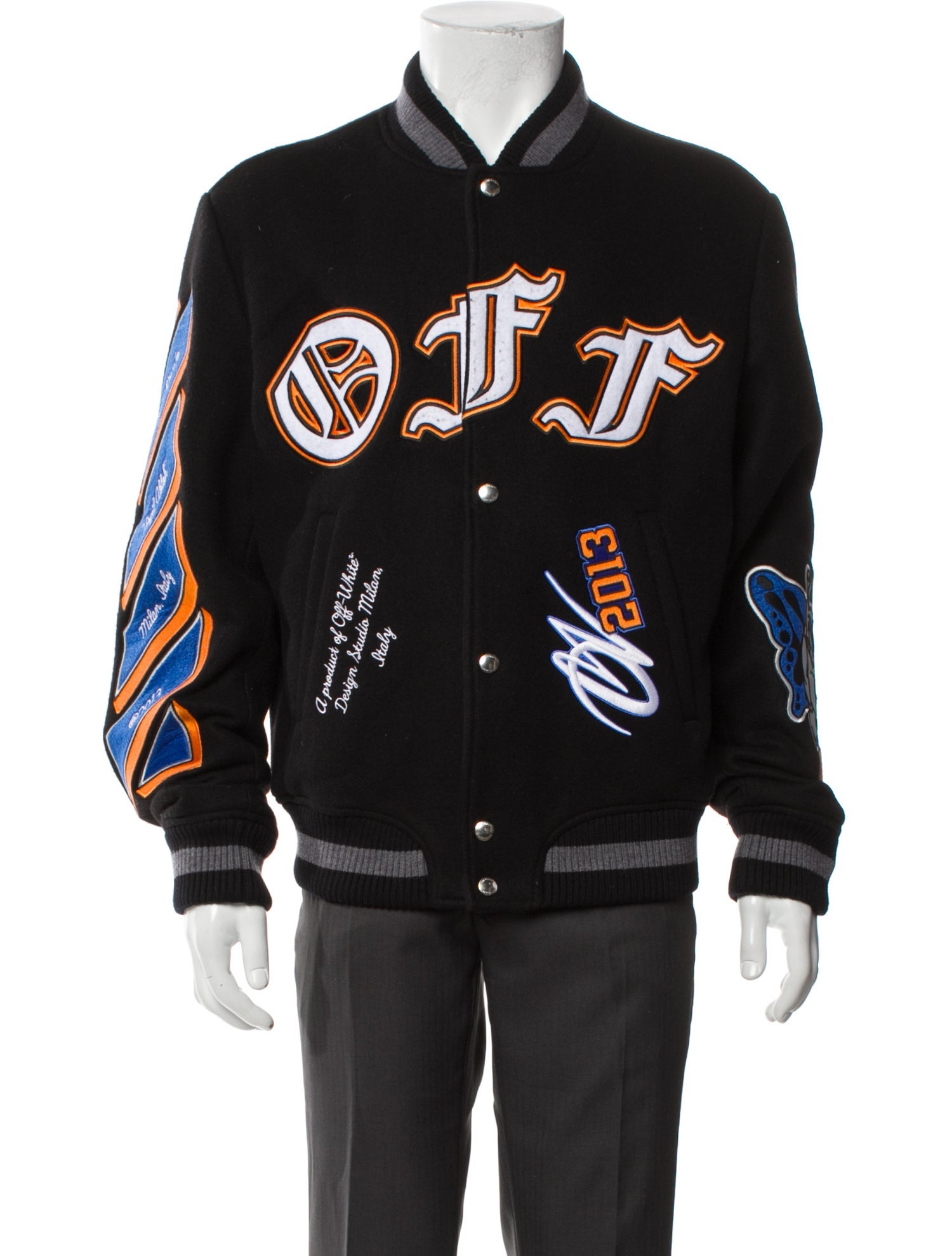 Off-White 2024 Signature Logo Varsity Jacket