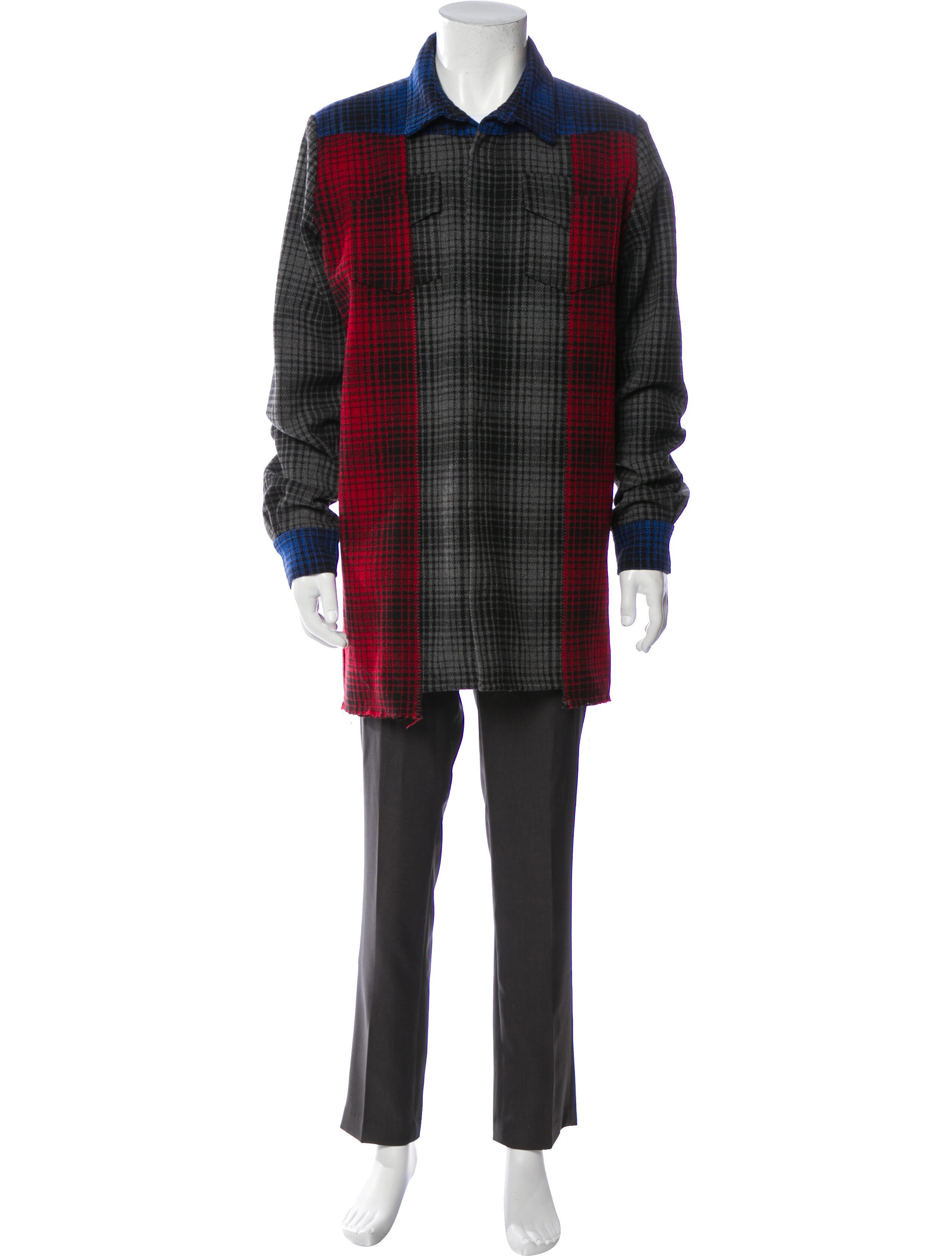 Off-White Plaid Print Overcoat