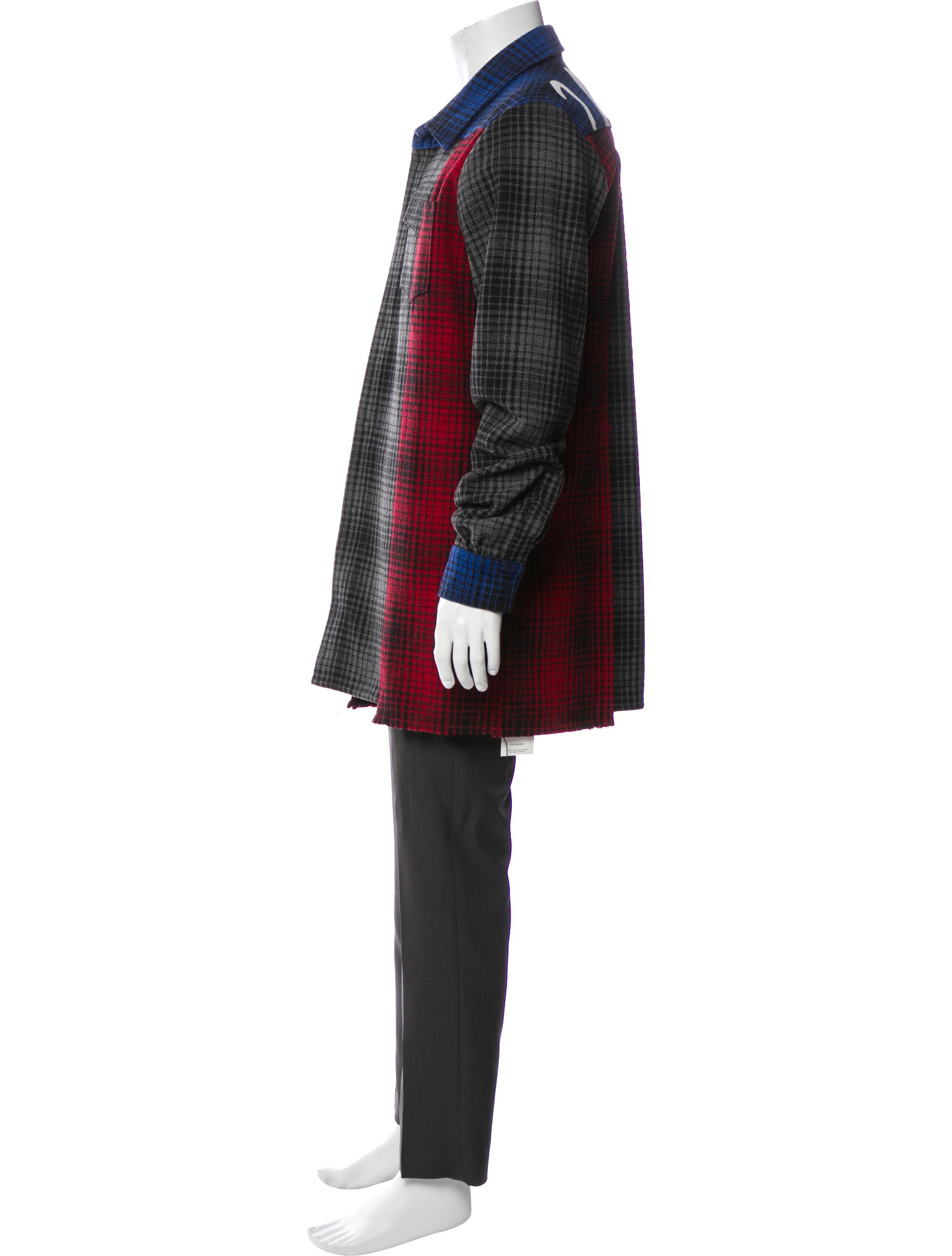 Off-White Plaid Print Overcoat