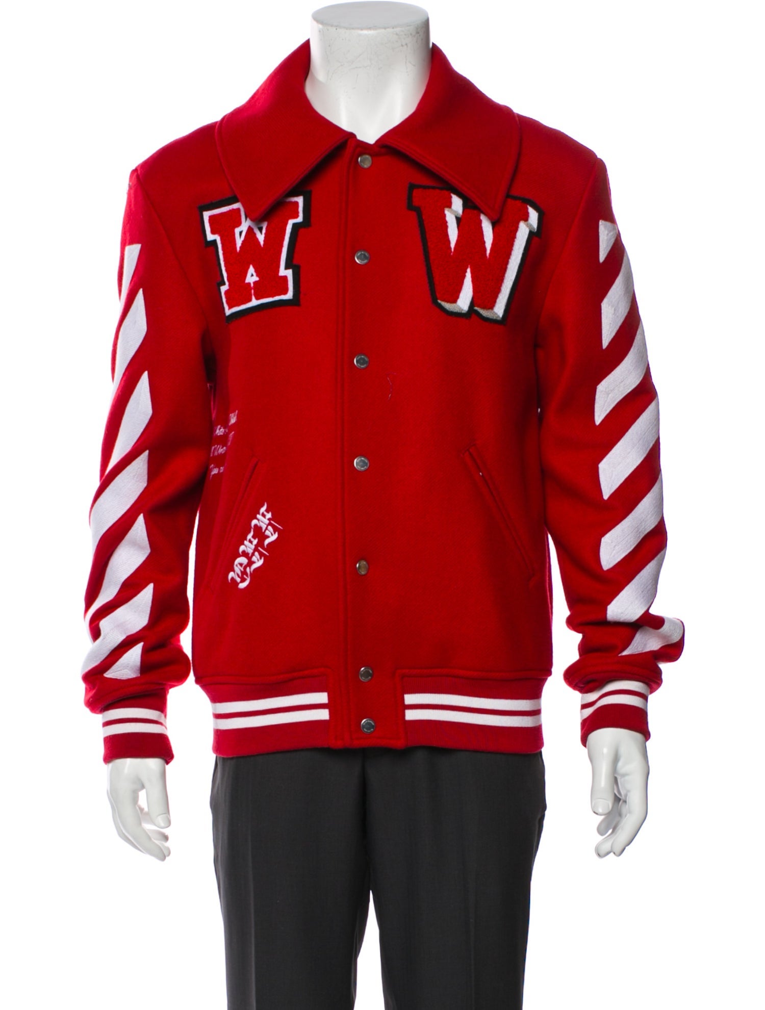 Off-White Signature Logo Virgin Wool Varsity Jacket