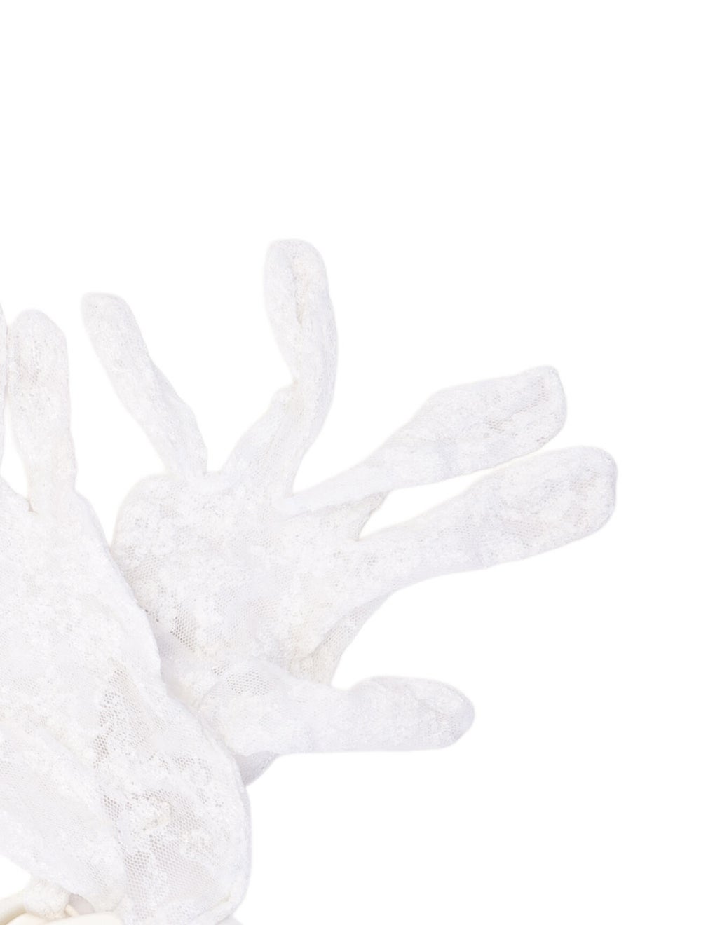 Off-White Solid Lace Winter Gloves - image 2