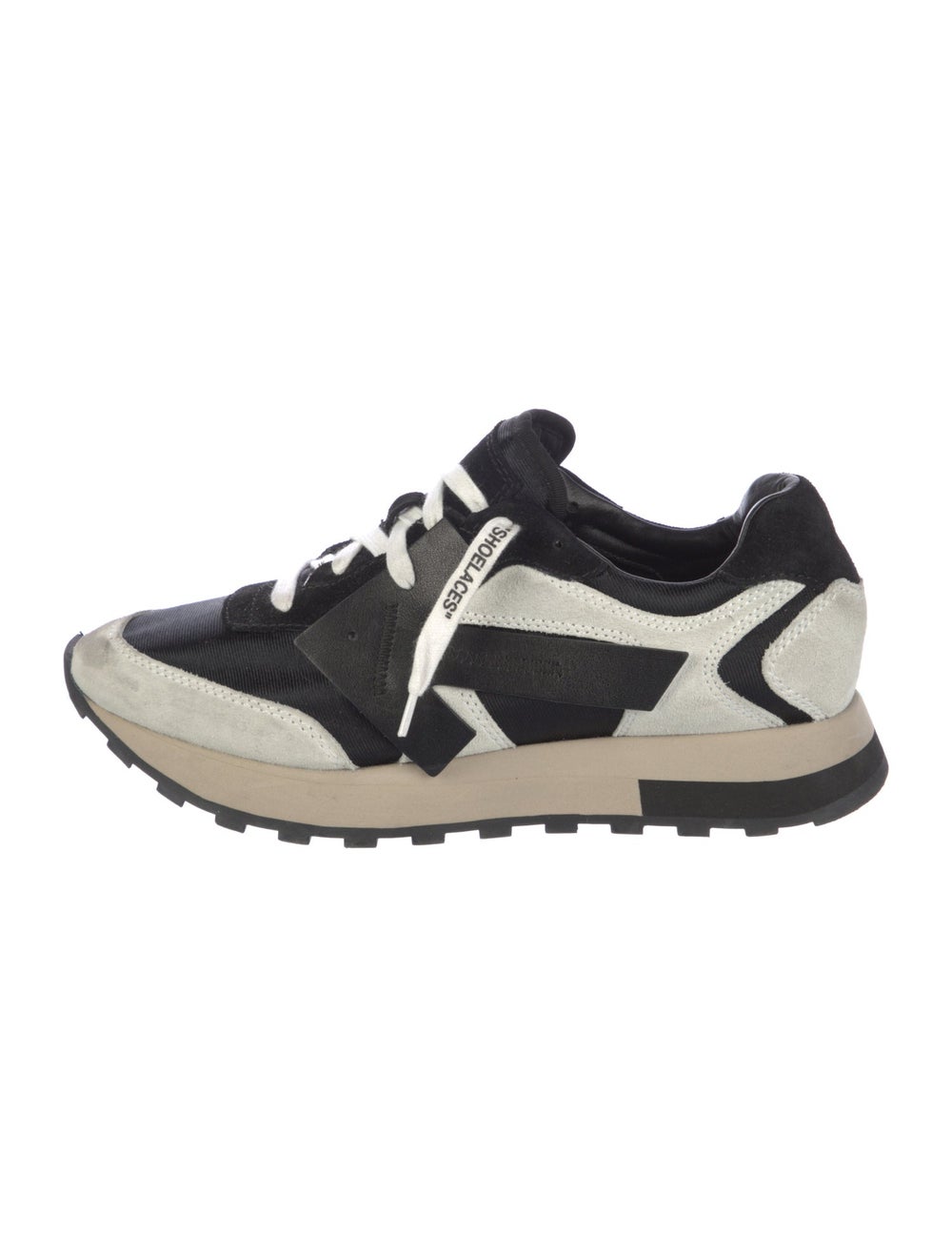 Off-White Suede Colorblock Pattern Athletic Sneak… - image 1