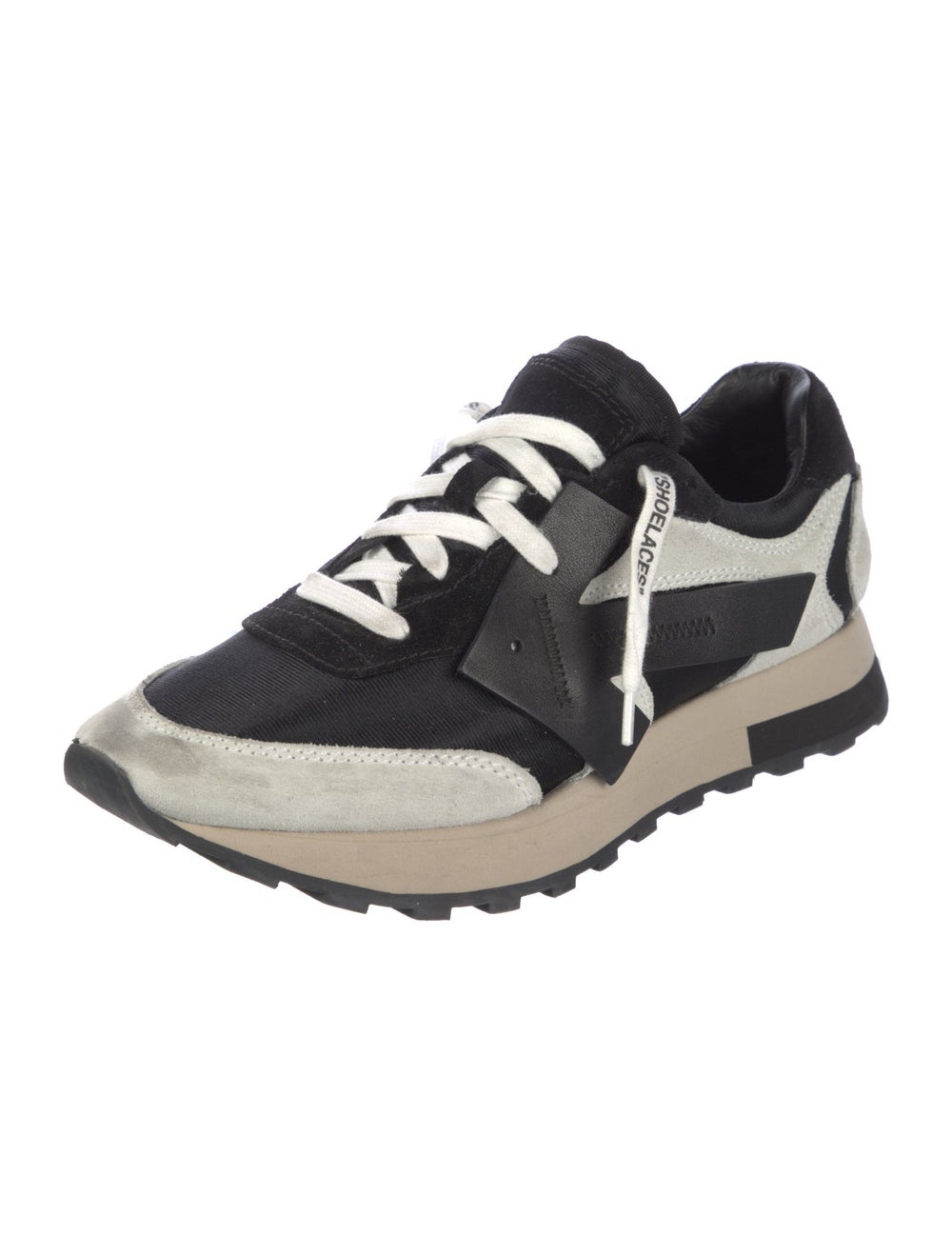 Off-White Suede Colorblock Pattern Athletic Sneak… - image 2