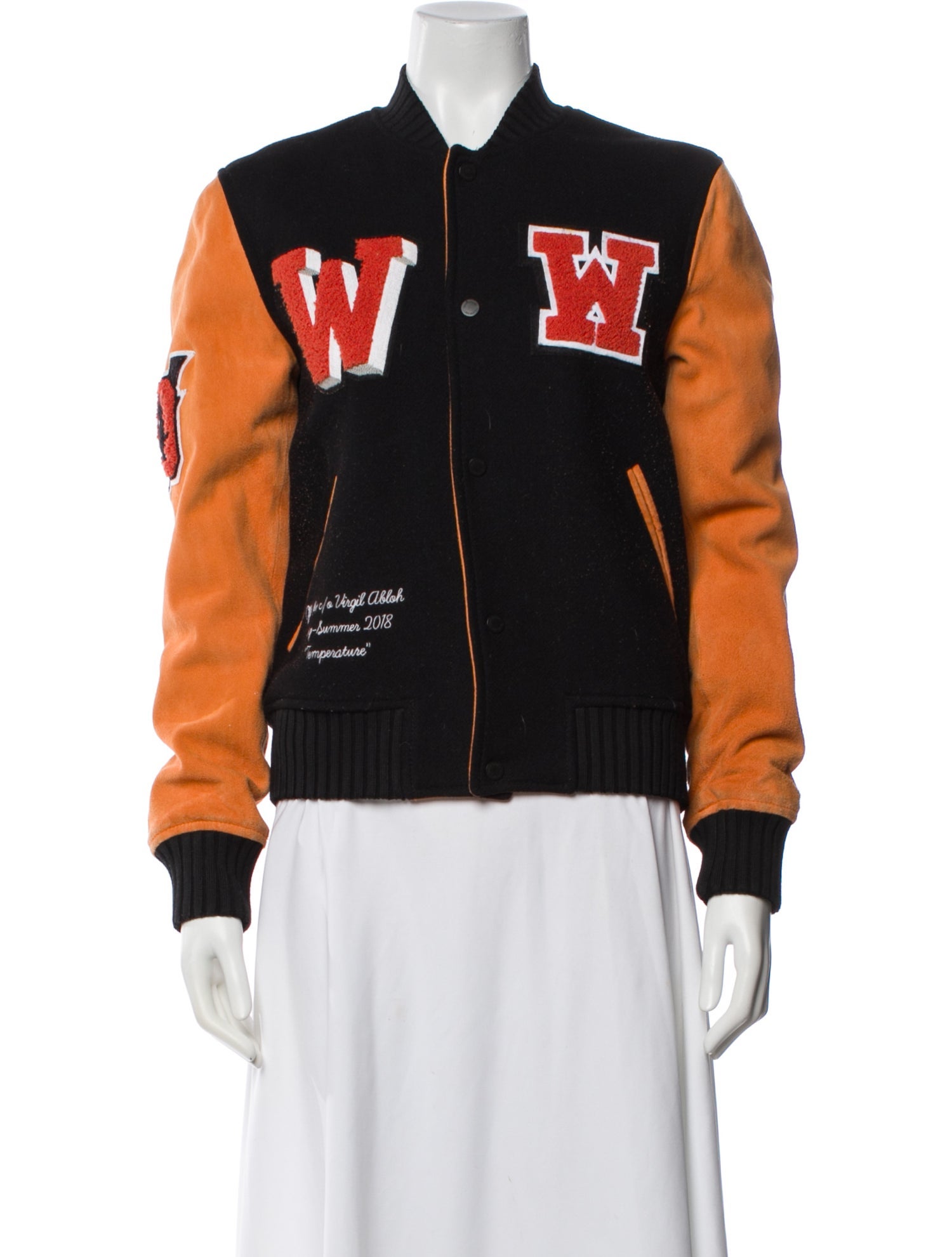 Off-White 2018 Leather Varsity Jacket