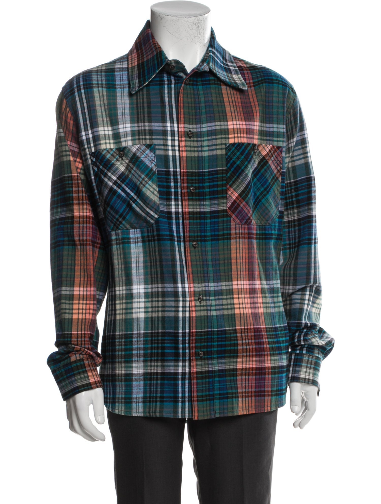 Off-White Plaid Print Long Sleeve Western Shirt w/ Tags
