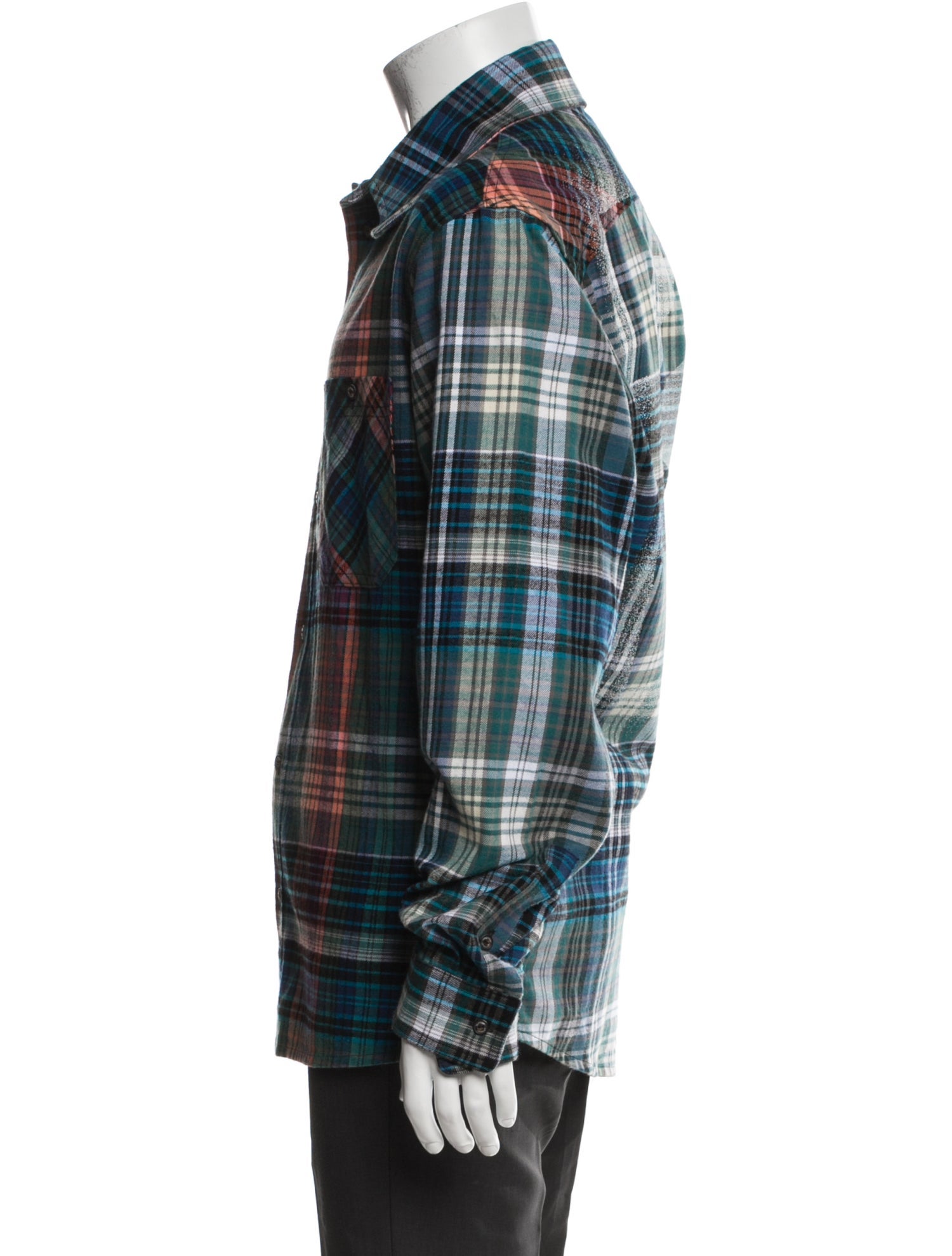 Off-White Plaid Print Long Sleeve Western Shirt w/ Tags