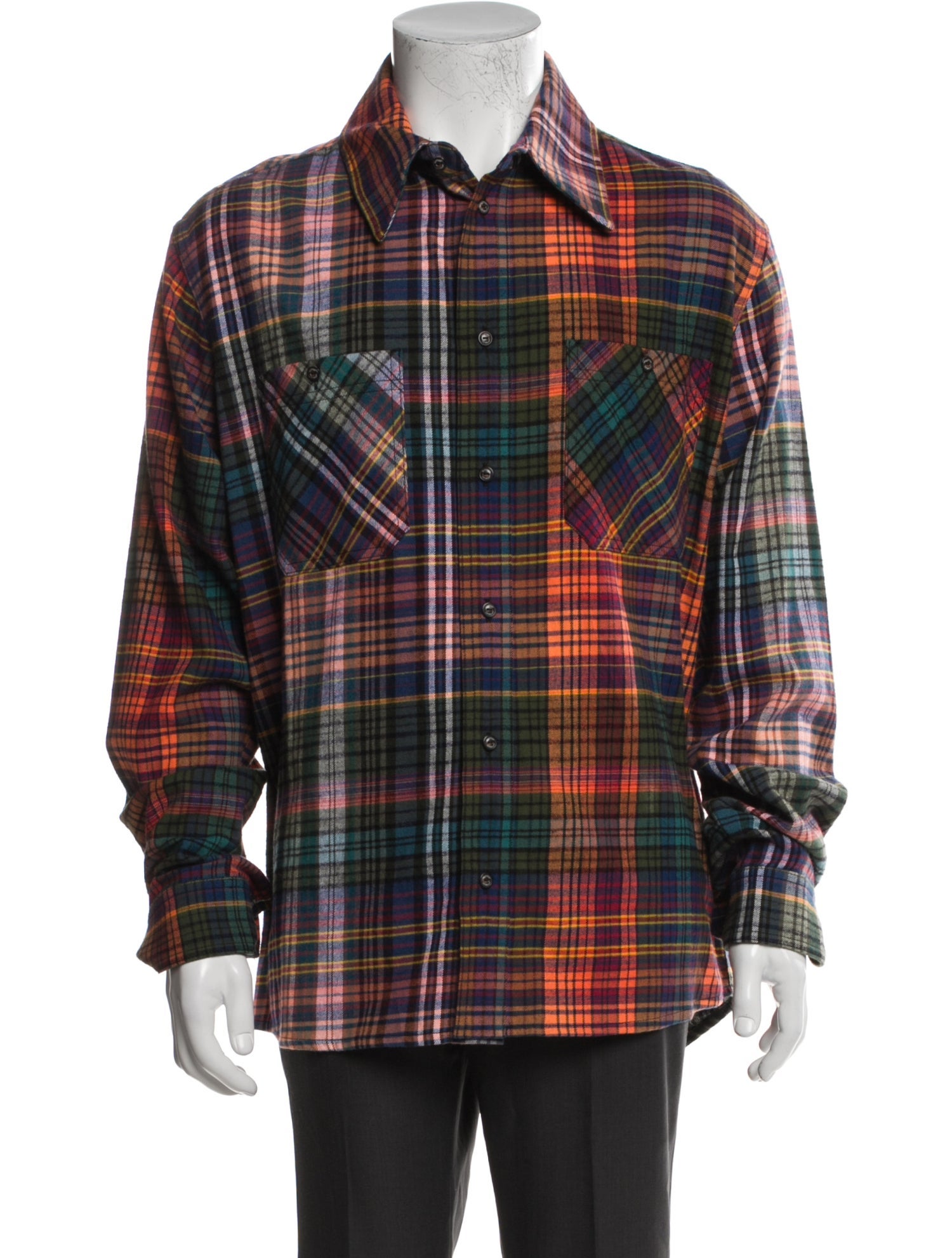 Off-White Plaid Print Long Sleeve Western Shirt w/ Tags