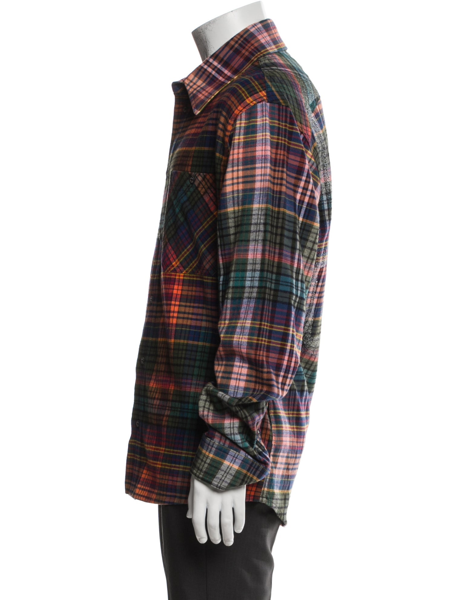 Off-White Plaid Print Long Sleeve Western Shirt w/ Tags