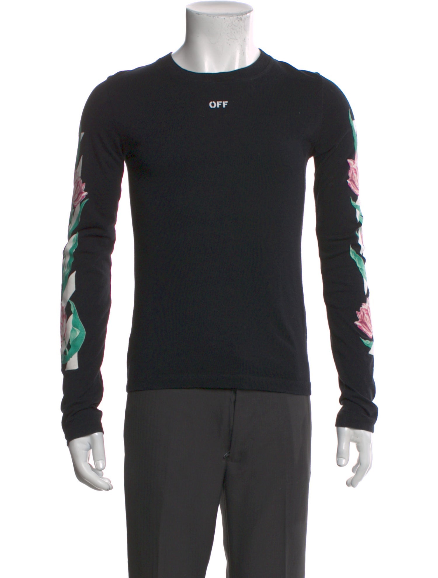 Off-White Floral Diagonals Graphic Print T-Shirt