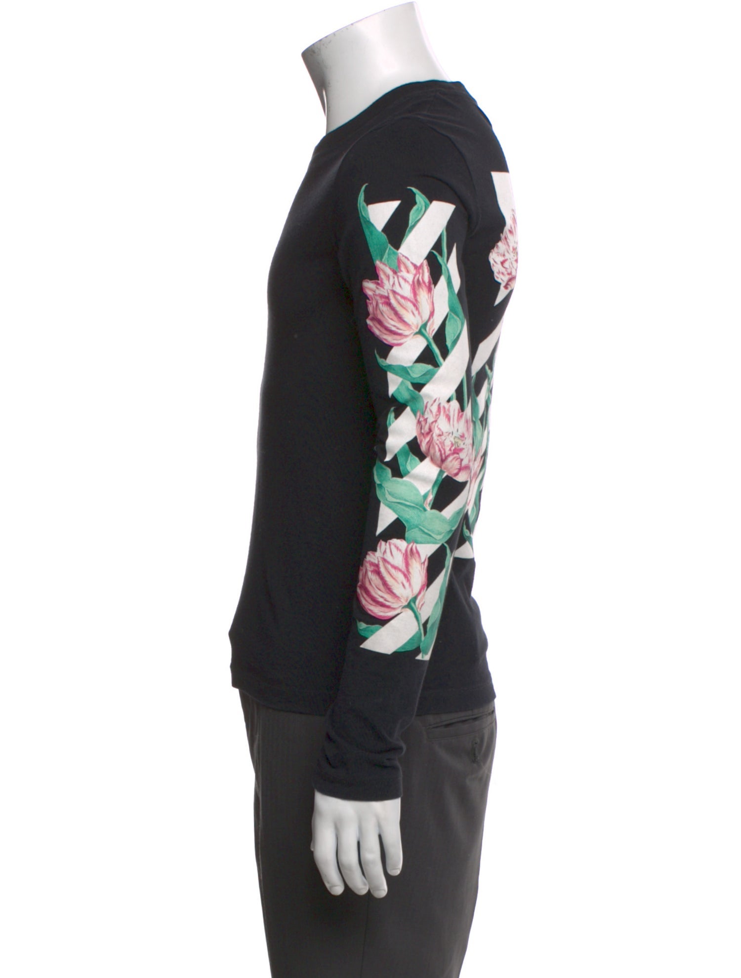 Off-White Floral Diagonals Graphic Print T-Shirt