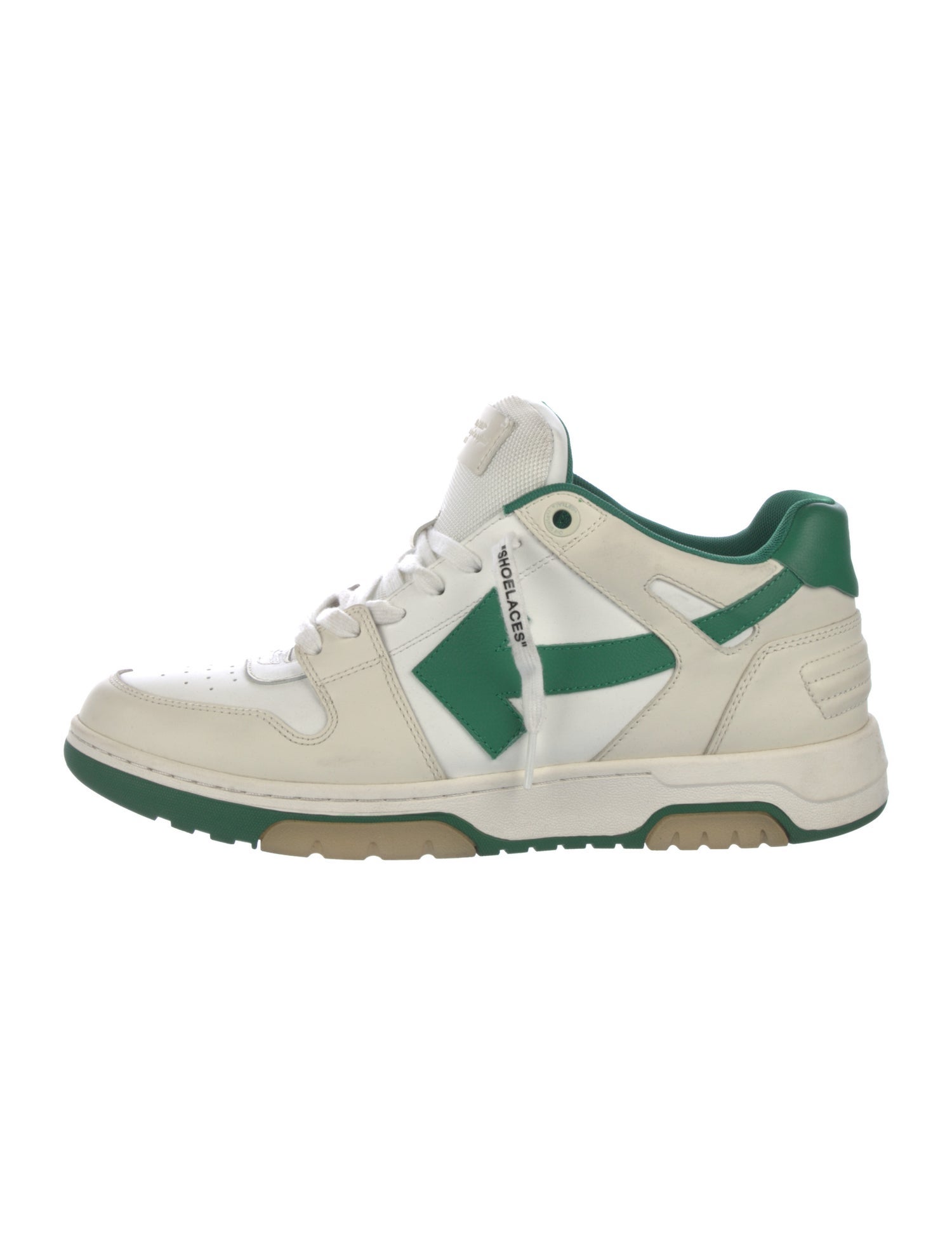 Off-White Leather Colorblock Pattern Athletic Sneakers