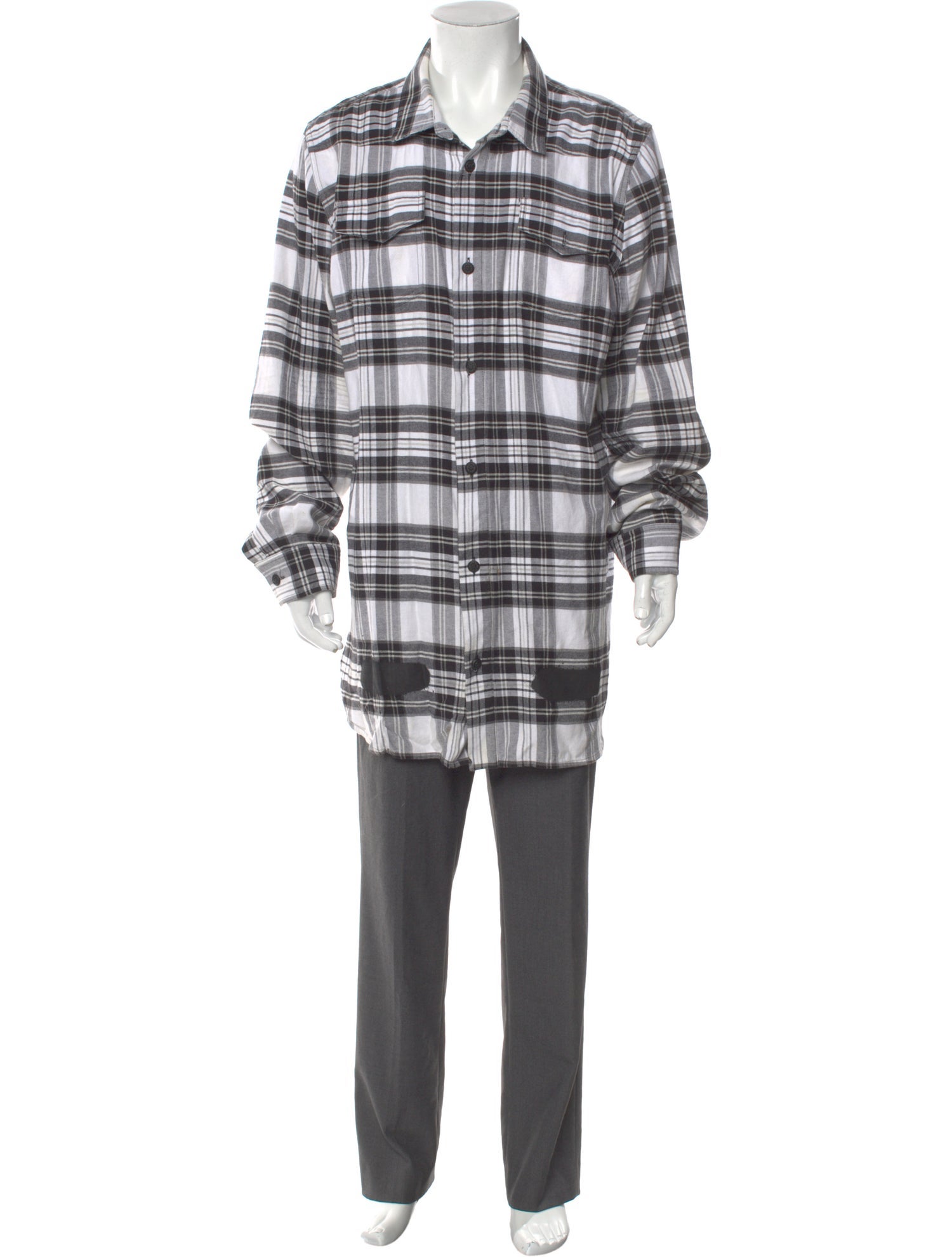 Off-White Spray Diagonals Plaid Plaid Print Shirt
