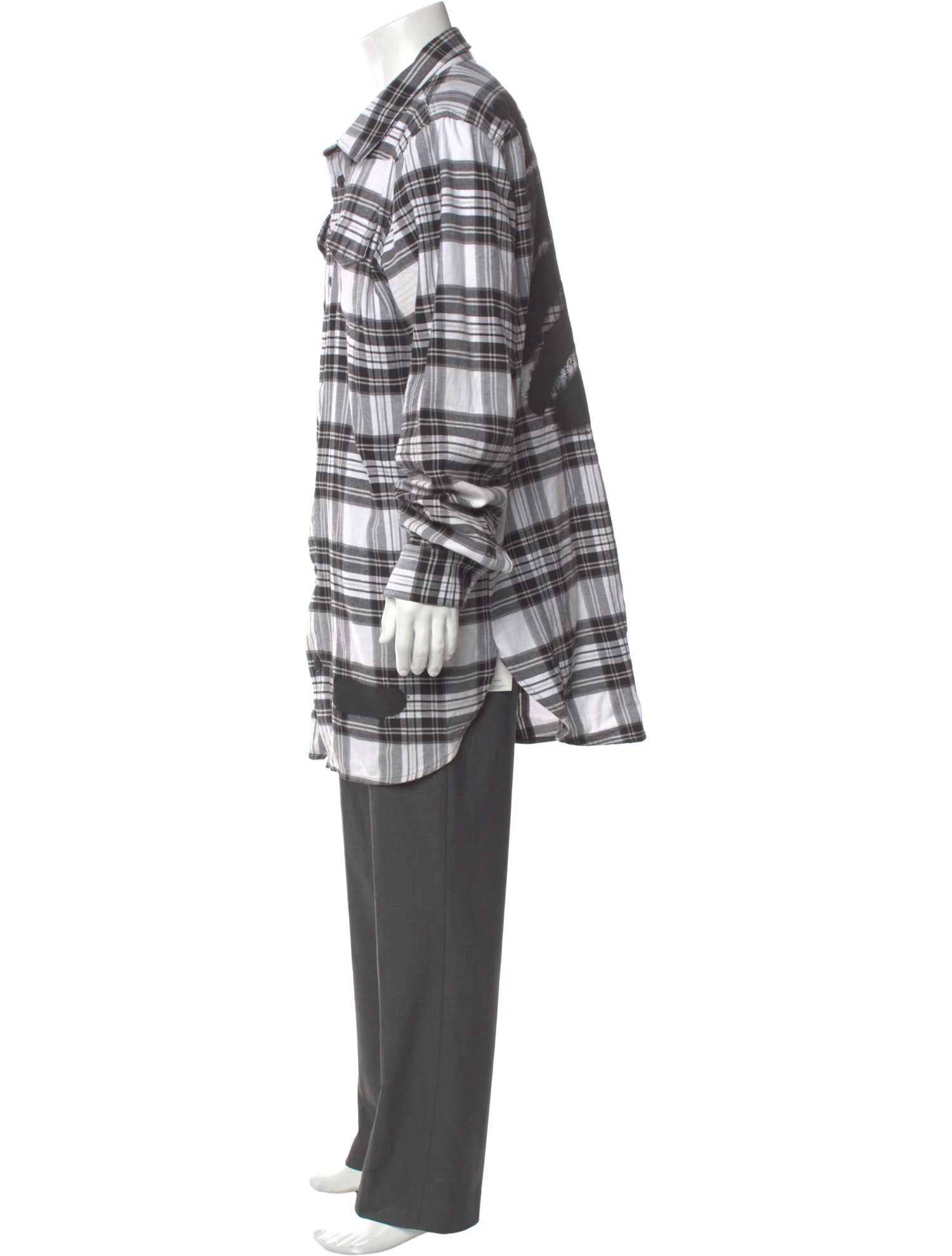 Off-White Spray Diagonals Plaid Plaid Print Shirt