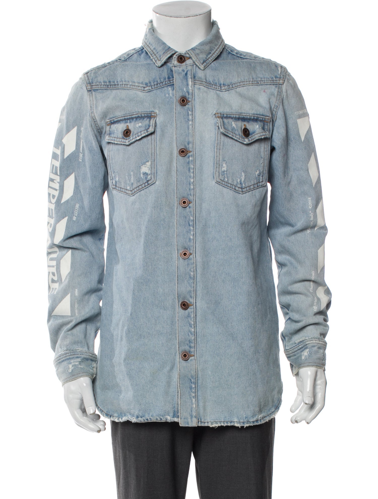 Off-White 2018 'Temperature' Diagonals Denim Jacket