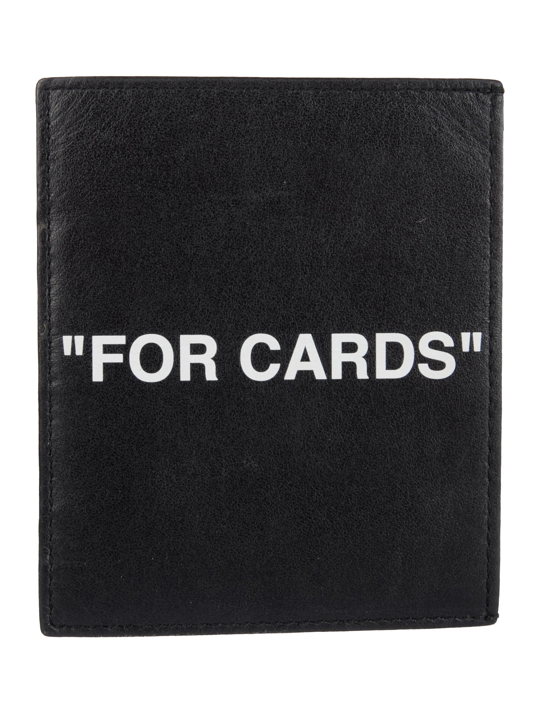 Off-White Bold Quote Card Holder Leather Bifold Wallet