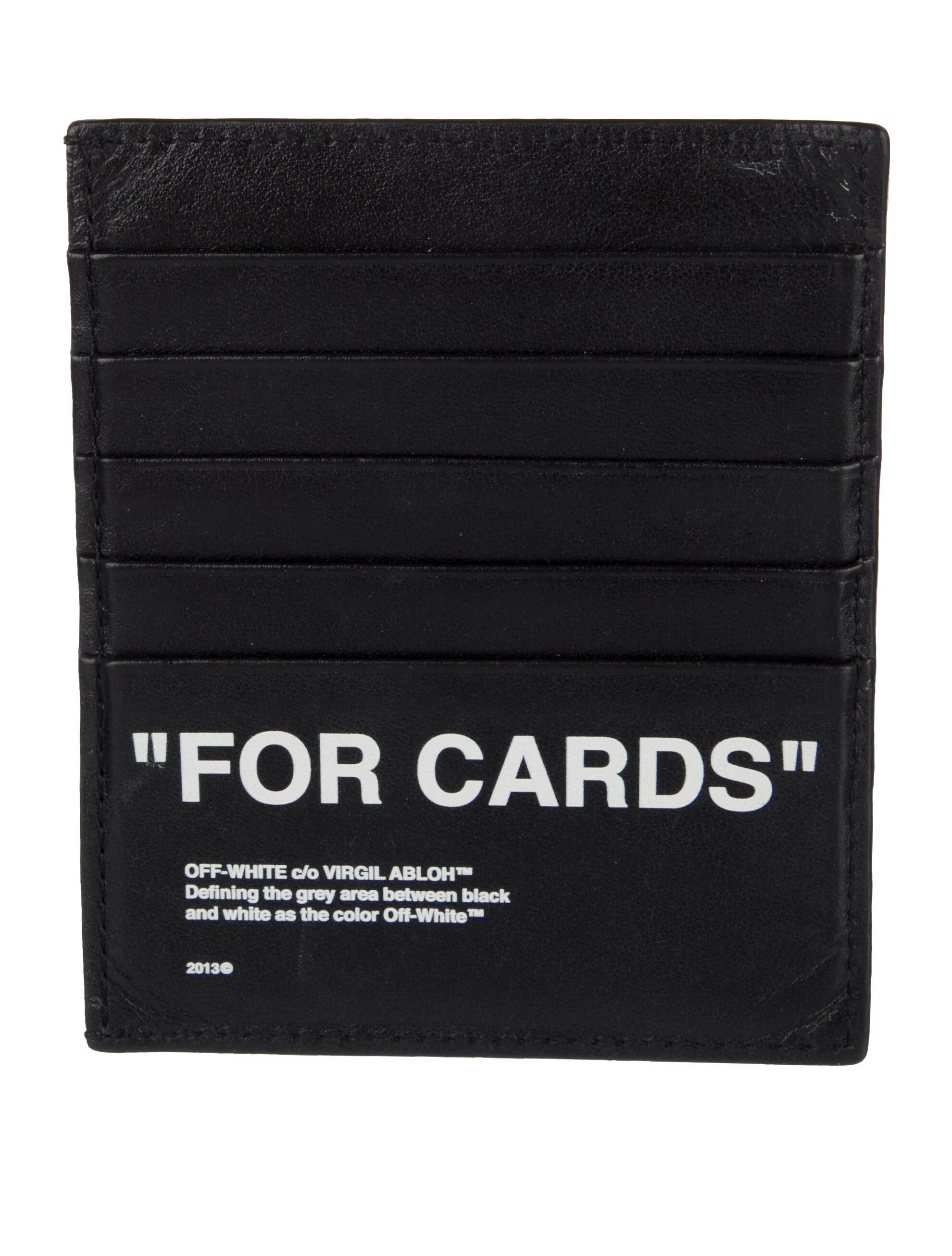 Off-White Bold Quote Card Holder Leather Bifold Wallet