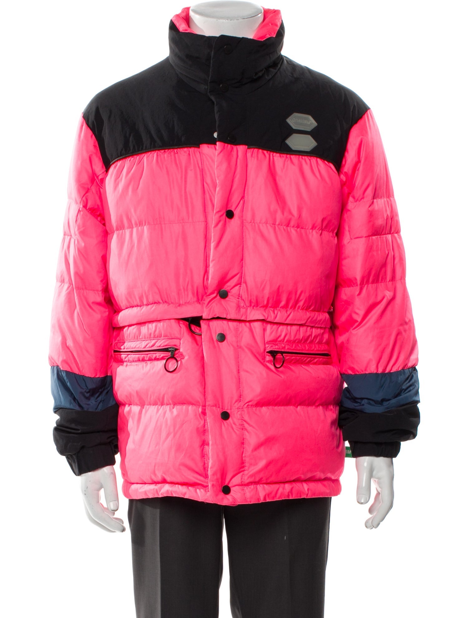 Off-White 2019 Colorblock Pattern Puffer Coat