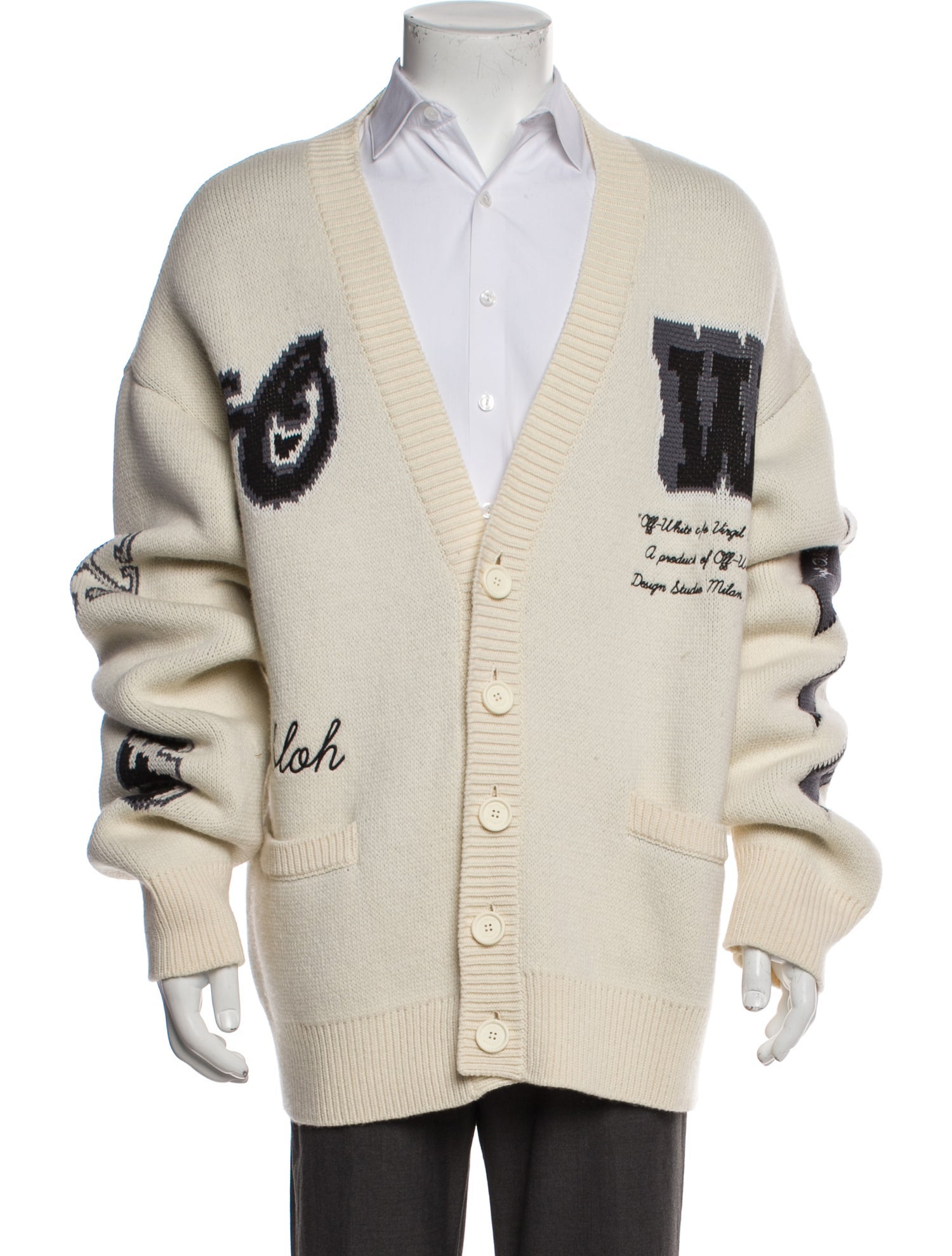 Off-White Printed V-Neck Cardigan