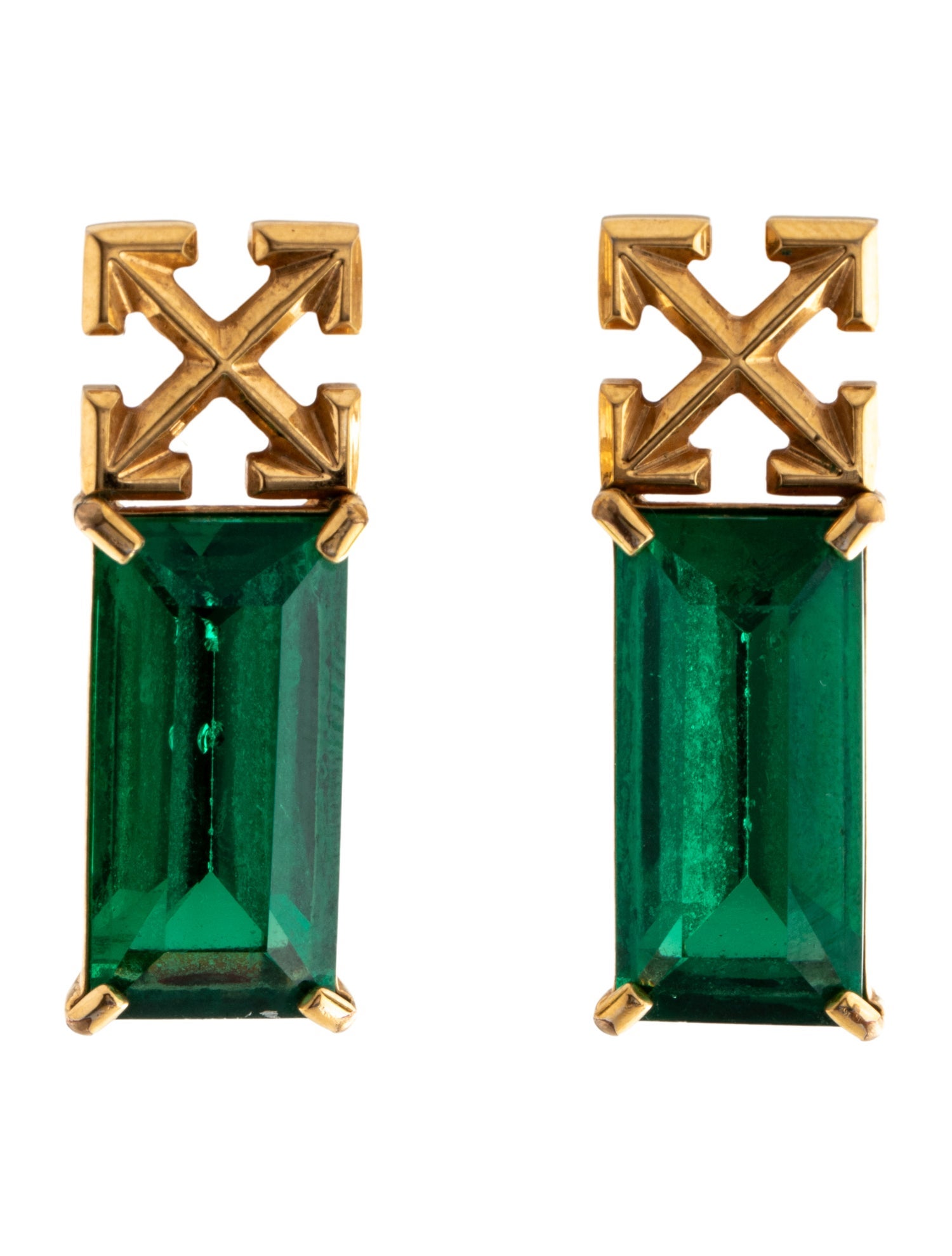 Off-White Crystal Arrow Drop Earrings