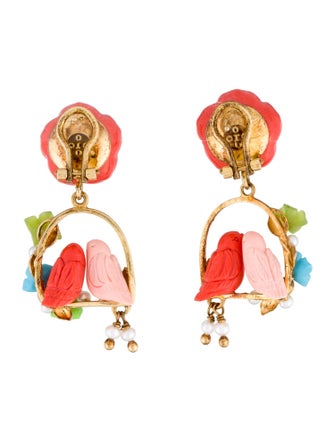 Of Rare Origin Pearl, Composite Coral & Serpentine Inseparables Drop Earrings