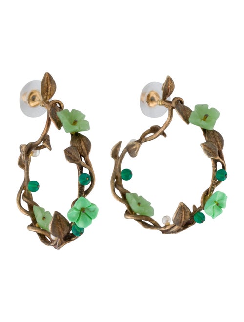 Of Rare Origin Pearl, Resin & Dyed Chalcedony Mini Flower Whirl Hoop Earrings