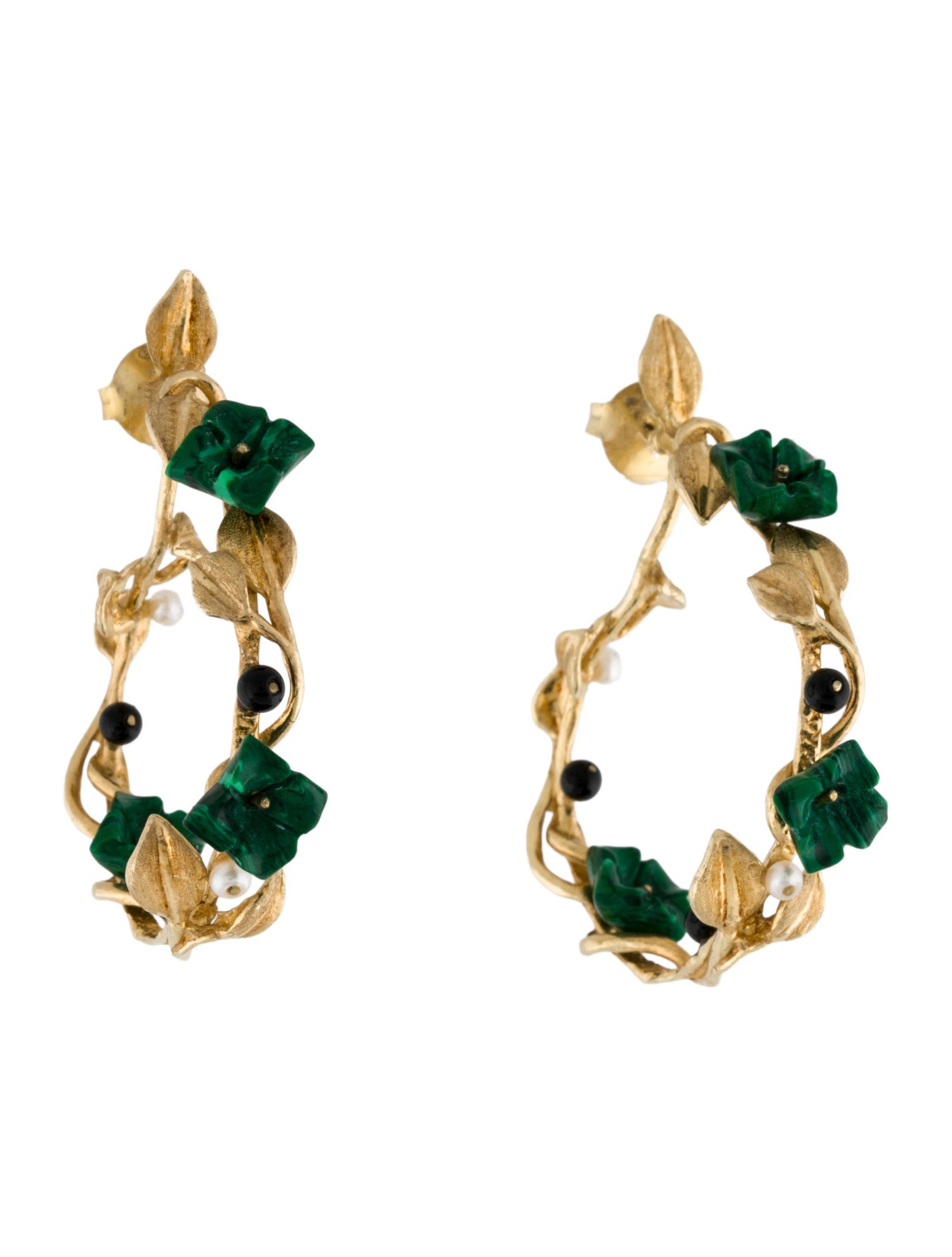 Of Rare Origin Pearl, Onyx & Resin Mini Flower Whirl Hoop Earrings