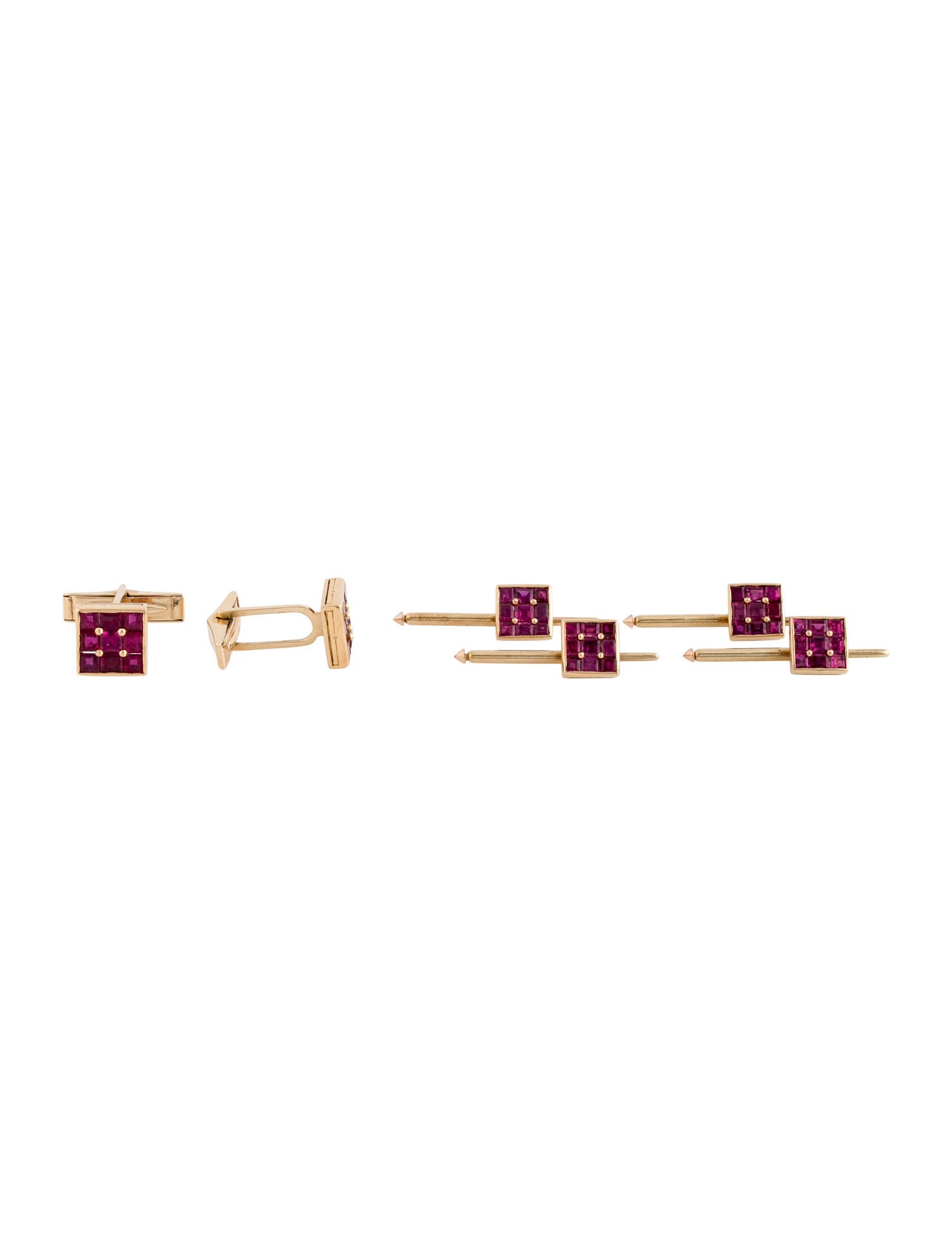 Oscar Heyman 18K 8.48ctw Ruby Cufflinks and Shirt Studs Set