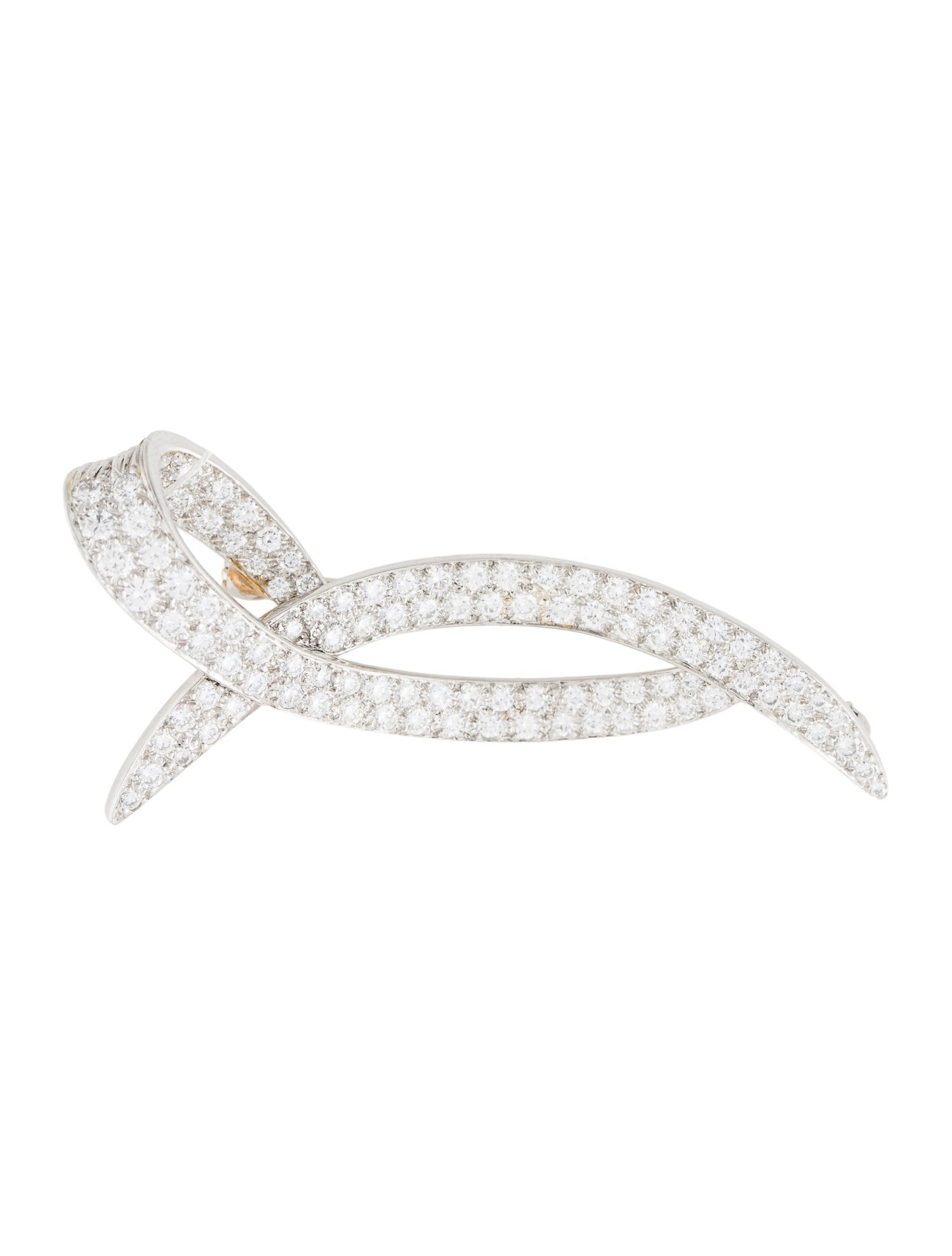 Oscar Heyman Platinum 2.95ctw Diamond Ribbon Brooch