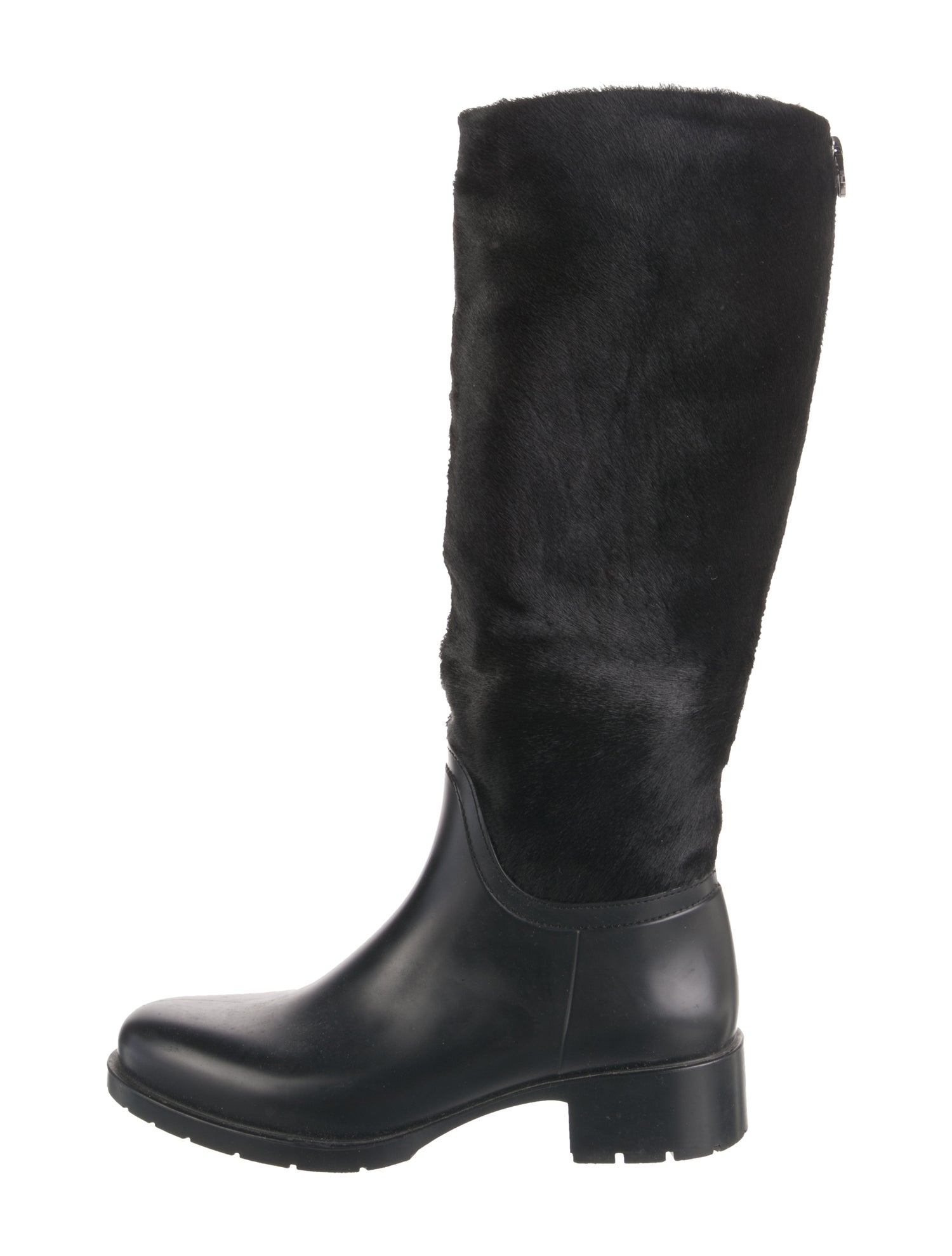 O Jour Fur Leather Trim Embellishment Riding Boots