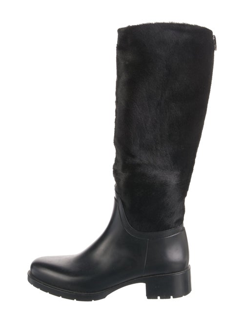 O Jour Fur Leather Trim Embellishment Riding Boots