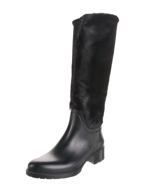 O Jour Fur Leather Trim Embellishment Riding Boots
