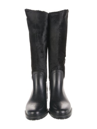 O Jour Fur Leather Trim Embellishment Riding Boots