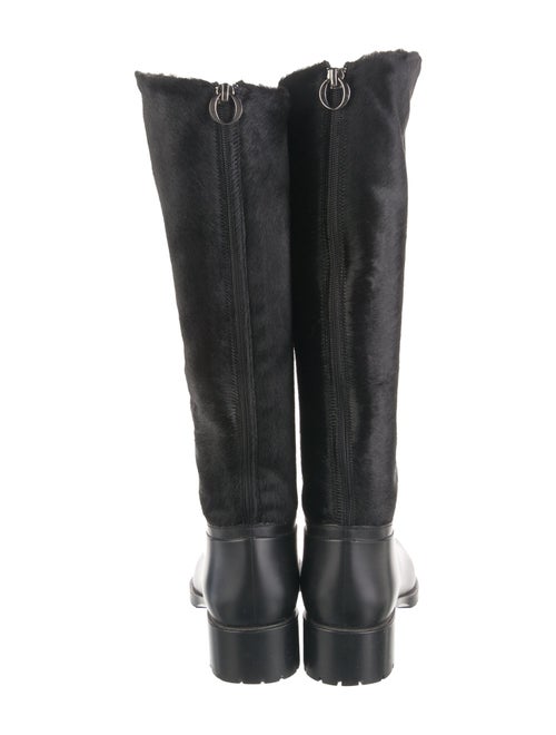O Jour Fur Leather Trim Embellishment Riding Boots