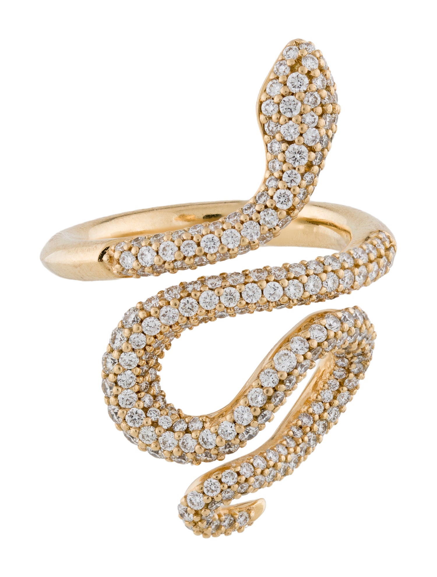 Ole Lynggaard Copenhagen 18K 1.35ctw Diamond Medium Pavé Snakes Ring