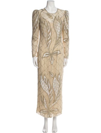 Oleg Cassini Vintage Long Dress Neutrals Dresses, Clothing