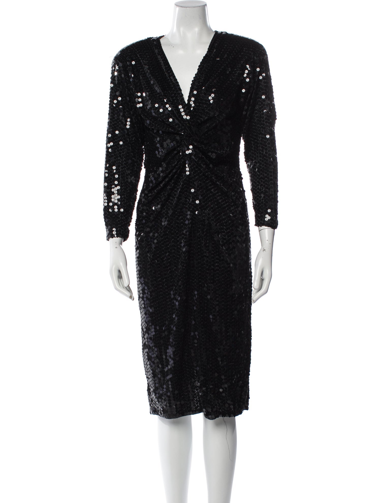 Oleg Cassini V-Neck Knee-Length Dress