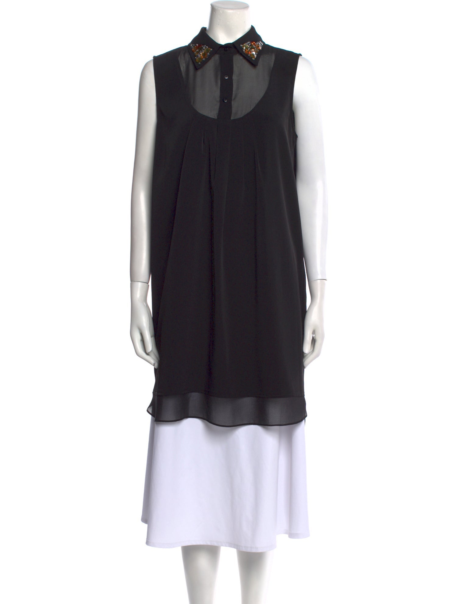 Oleg Cassini Silk Sleeveless Tunic