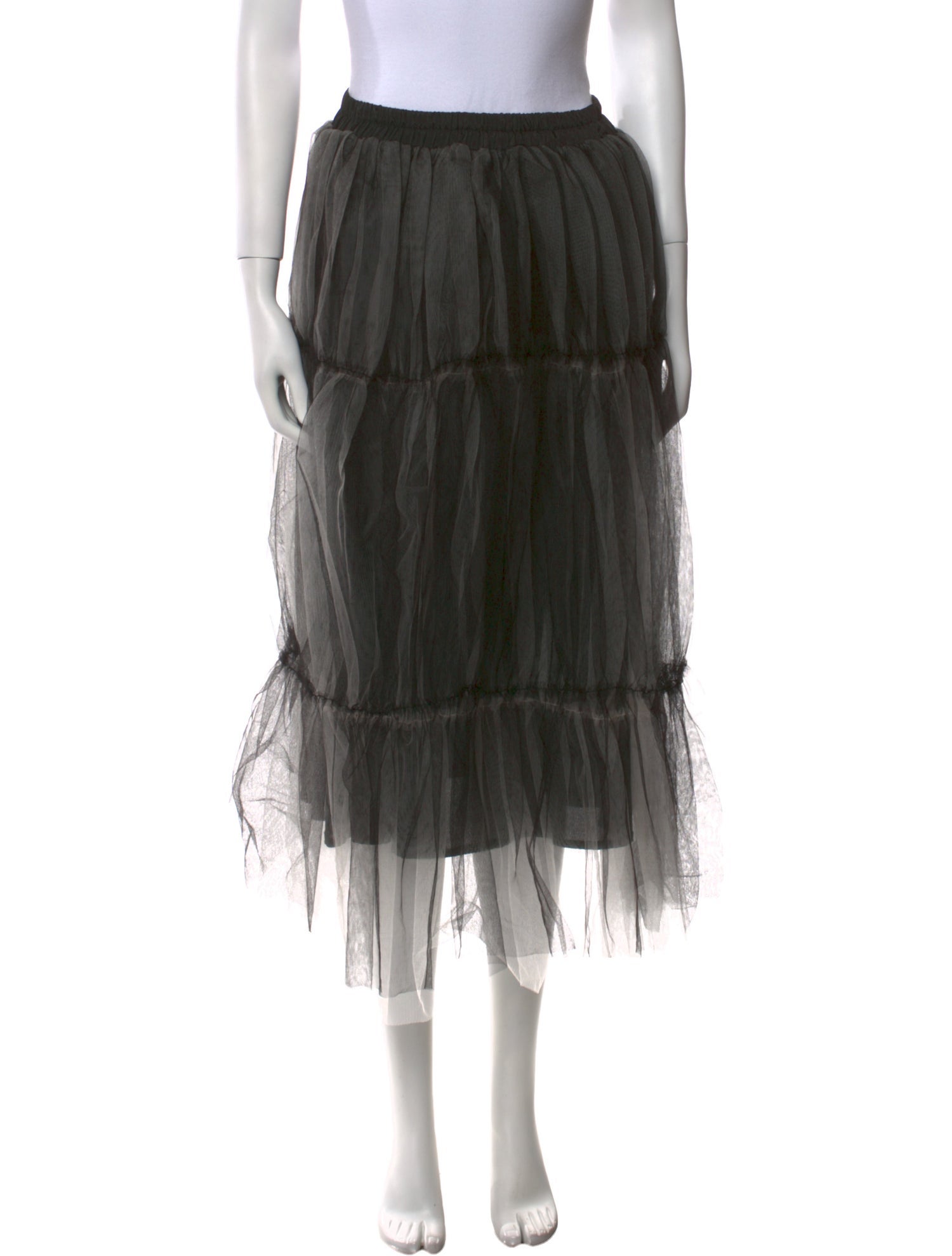 Oleg Cassini Mesh Accents Midi Length Skirt