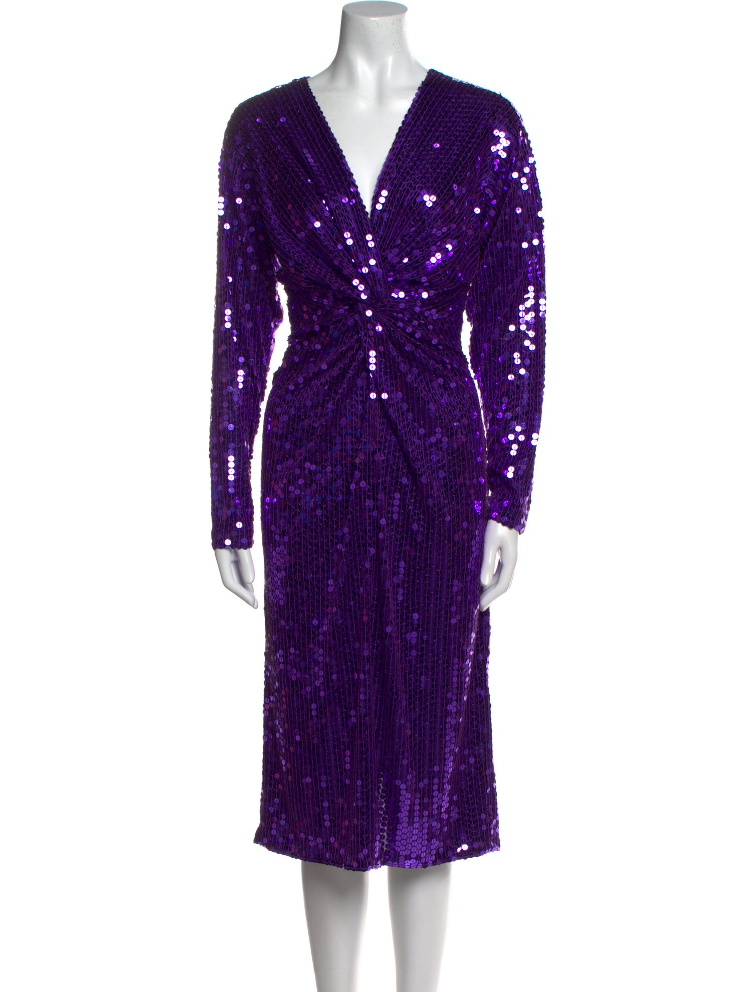 Oleg Cassini V-Neck Midi Length Dress