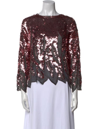 Oleg Cassini Patterned Bateau Neckline Blouse