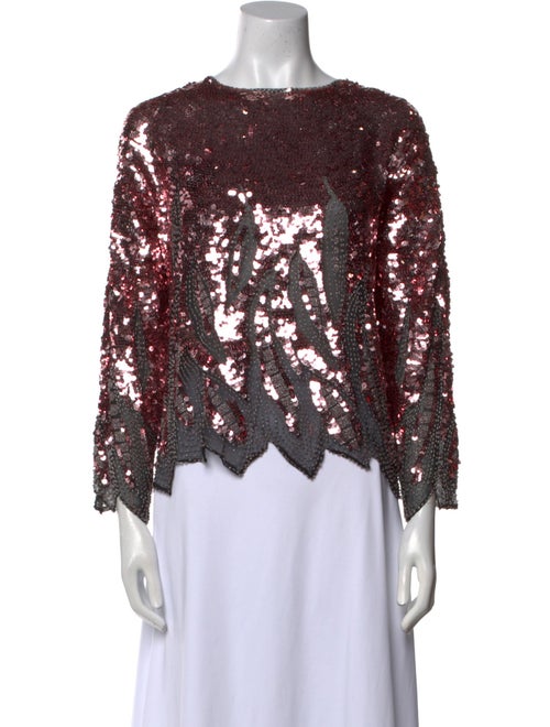 Oleg Cassini Patterned Bateau Neckline Blouse