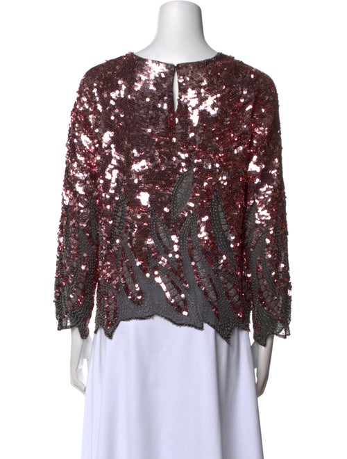 Oleg Cassini Patterned Bateau Neckline Blouse