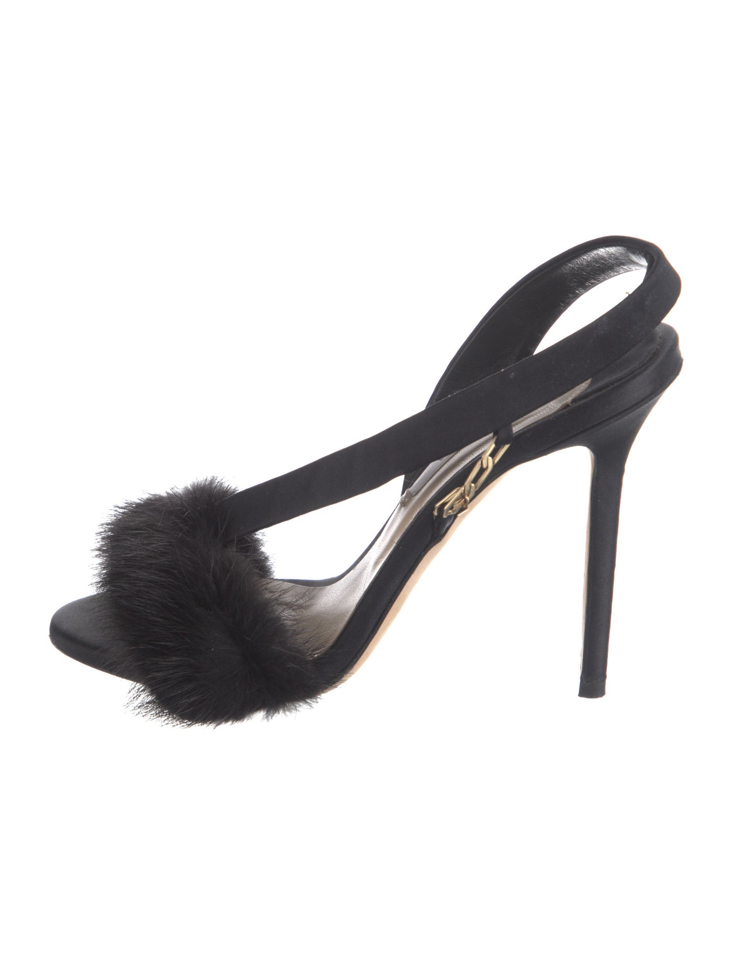 Olgana Paris Satin Chain-Link Accents Slingback Sandals