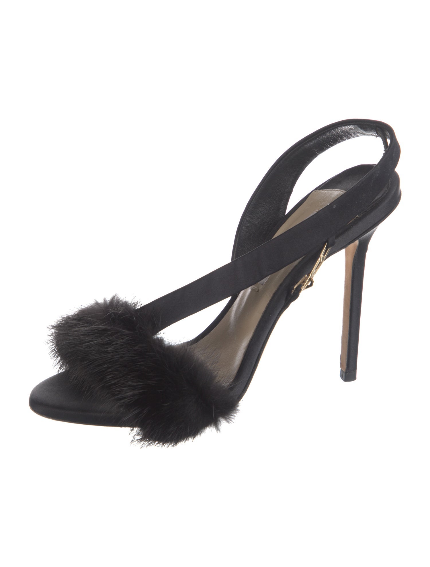 Olgana Paris Satin Chain-Link Accents Slingback Sandals