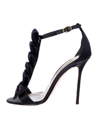 Olgana Paris Satin Bow Accents T-Strap Sandals