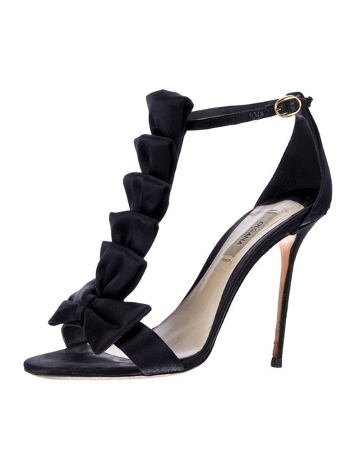 Olgana Paris Satin Bow Accents T-Strap Sandals