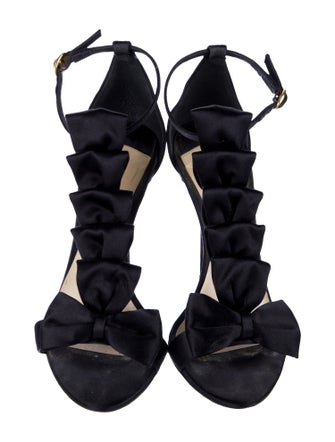 Olgana Paris Satin Bow Accents T-Strap Sandals